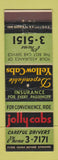 Matchbook Cover - Jolly Cabs Taxi