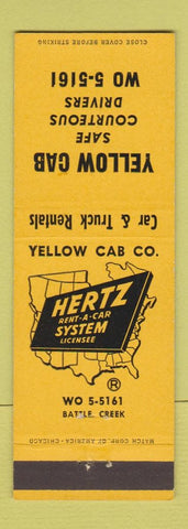 Matchbook Cover - Yellow Cab Taxi Battle Creek MI