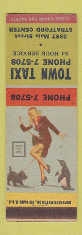 Matchbook Cover - Town Taxi Stratford Center CT pinup