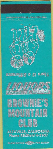 Matchbook Cover - Brownie's mountain Club Altaville CA