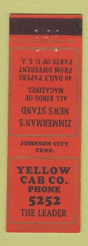 Matchbook Cover - Yellow Cab Taxi Zimmerman's News Stand Johnson City TN
