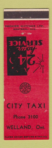 Matchbook Cover - City Taxi Welland ON low phone #
