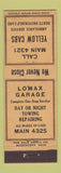 Matchbook Cover - Yellow Cab Taxi Ambulance Hertz Lomax Garage