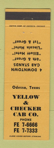 Matchbook Cover - Yellow & Checker Cabs Odessa TX