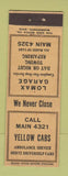 Matchbook Cover - Lomax Garage Taxi Cab Hertz Car Rentals