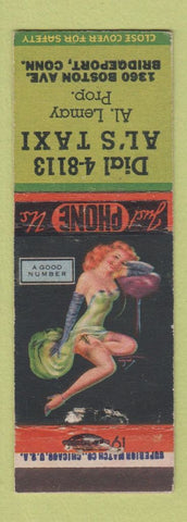 Matchbook Cover - Al's Taxi Bridgeport CT pinup