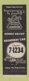 Matchbook Cover - Broadway Deluxe Taxi Cab