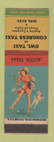Matchbook Cover - Owl & Congress Taxi Austin TX pinup