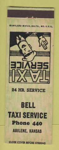 Matchbook Cover - Bell Taxi Service Abilene KS low phone #