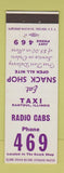 Matchbook Cover - Snack Shop Taxi Rantoul IL low phone #
