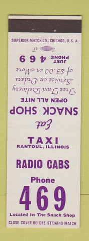 Matchbook Cover - Snack Shop Taxi Rantoul IL low phone #
