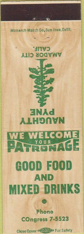 Matchbook Cover - Naughty Pine Amador CA