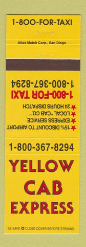 Matchbook Cover - Yellow Cab Express Taxi