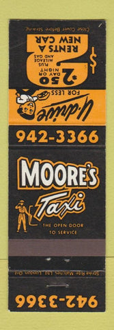 Matchbook Cover - Moore's Taxi Rental Cars Canada ON