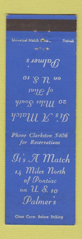 Matchbook Cover - Palmer's Pontiac MI