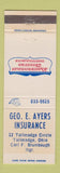 Matchbook Cover - Geo Ayers Insurance Tallmadge OH WEAR