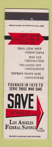 Matchbook Cover - Los Angeles Federal Savings CA Hollywood
