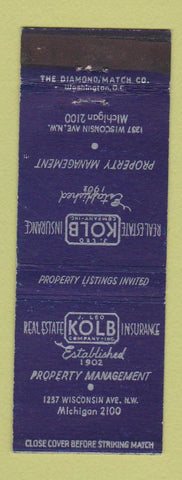 Matchbook Cover - Kolb Insurance Real Estate Washington DC