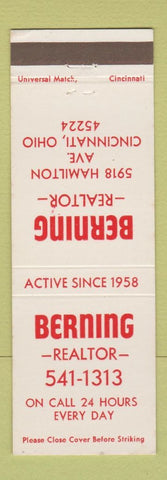 Matchbook Cover - Berning Real Estate Cincinnati OH