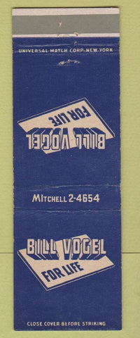 Matchbook Cover - Bill Vogel Insurance Newark NJ