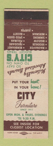 Matchbook Cover - City Furniture Hammond South Chicago Beverly Englewood IN IL