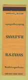 Matchbook Cover - RS Evans World's Largest Dealer
