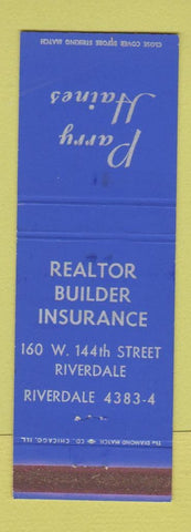 Matchbook Cover - Parry Haines Real Estate Insurance Riverdale IL