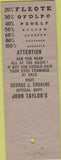 Matchbook Cover - John Taylor's Optical Kanas City MO WEAR