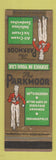 Matchbook Cover - The Parkmoor Indianapolis IN WEAR