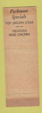 Matchbook Cover - The Parkmoor Indianapolis IN WEAR