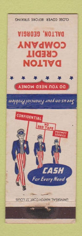 Matchbook Cover - Dalton Credit Company Dalton GA Uncle Sam WEAR
