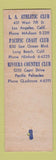 Matchbook Cover - Los Angeles CA Athletic Club WEAR