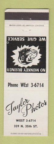 Matchbook Cover - Taylor Photos Chicago IL WEAR monkey