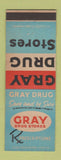 Matchbook Cover - Gray Drug Stores DD Bean