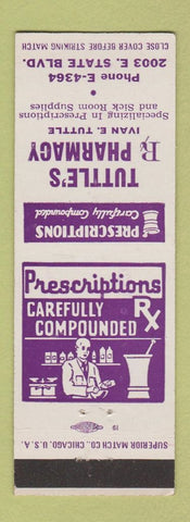 Matchbook Cover - Tuttle's Pharmacy Drug Store Chicago IL
