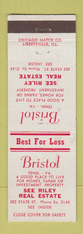 Matchbook Cover - Riley Real Estate Briston TN VA