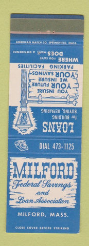 Matchbook Cover - Milford Federal Savings and Loan Milford MA