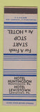 Matchbook Cover - Hotel Huntingdon PA Lewistown