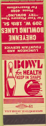Matchbook Cover - Cheyenne Bowling Lanes WY