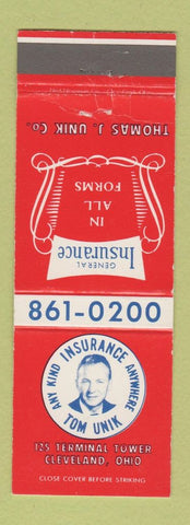 Matchbook Cover - Tom Unik Insurance Cleveland OH WEAR