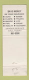 Matchbook Cover - Tom Unik Insurance Cleveland OH WEAR