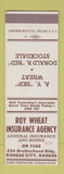 Matchbook Cover - Roy Wheat Insurance Agency Kansas City MO SAMPLE WEAR