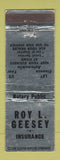 Matchbook Cover - Roy Geesey Insurance WEAR