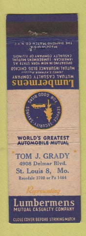 Matchbook Cover - Tom Grady Insurance St Louis MO Lumbermens
