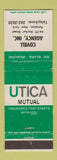 Matchbook Cover - Utica Mutual Insurance Covell Potsdam NY WEAR
