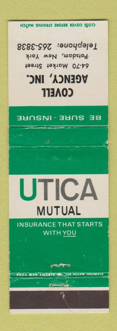 Matchbook Cover - Utica Mutual Insurance Covell Potsdam NY WEAR