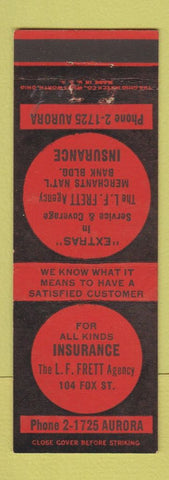 Matchbook Cover - LF Frett Insurance  WEAR