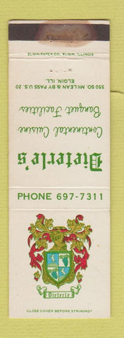 Matchbook Cover - Dieterle's Restaurant Elgin IL WEAR