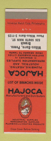 Matchbook Cover - Hajoca Plumbing Heating Refrigeration Supply Wilkes Barre PA