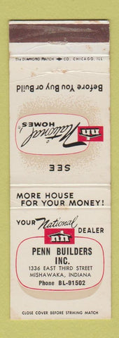 Matchbook Cover - National Homes Penn Builders Mishawaka IN